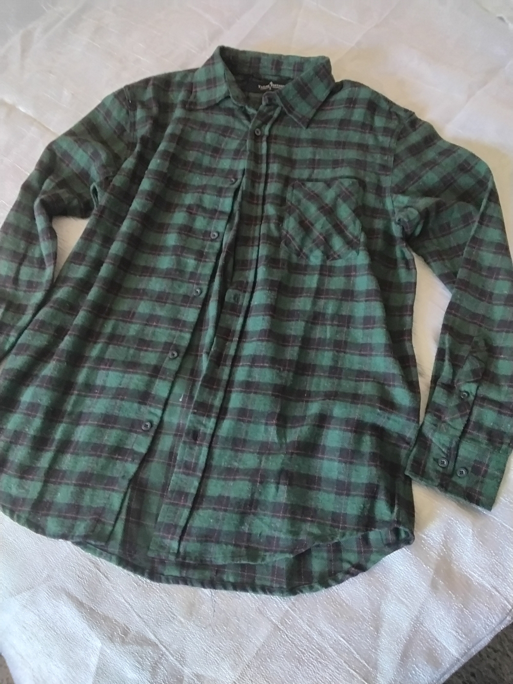 Tailor Vintage Green and Black Plaid Button-Down Shirt